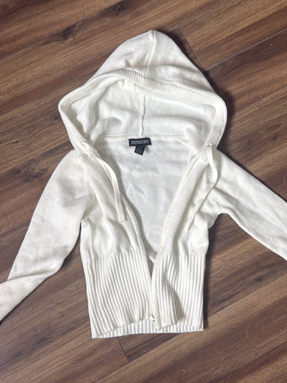 Cream Hooded Zip Cardigan